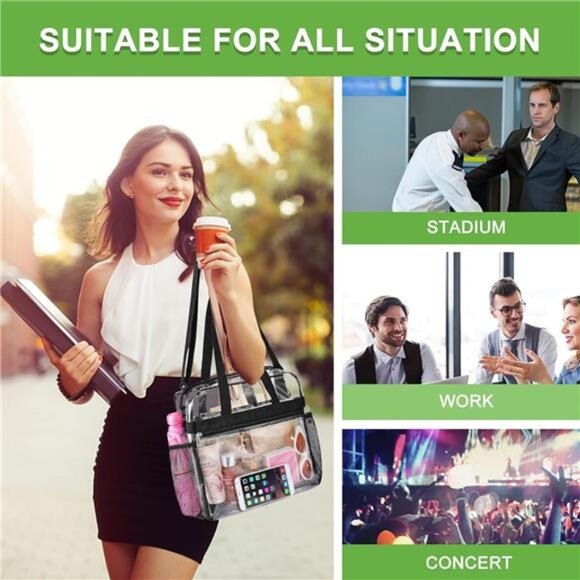 Clear Bag Stadium Approved 12x6x12 Clear Tote Bag with Removable Strap Lunch Bag - Picture 4 of 7